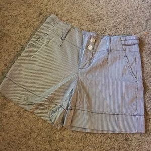 Navy and white pinstripe shorts